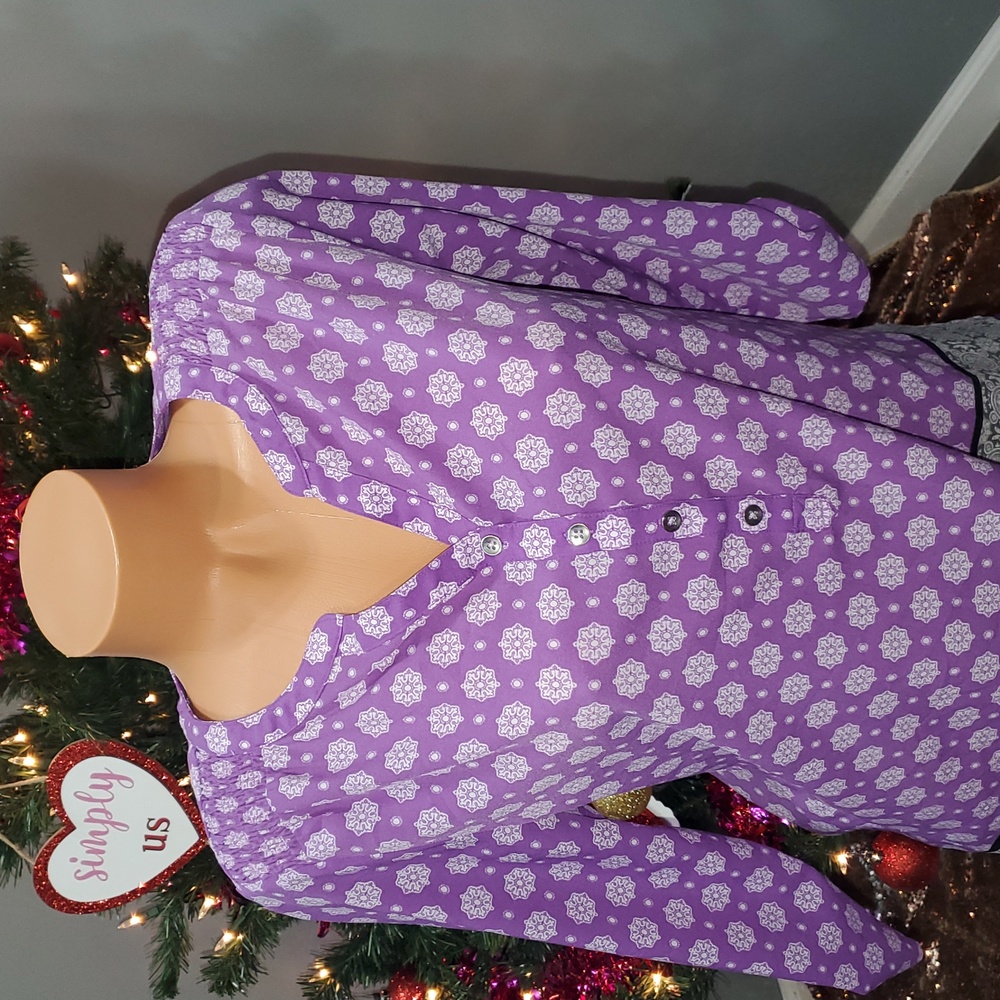 Croft & Barrow Floral Patterned Top Shirt Blouse - Picture 2 of 7